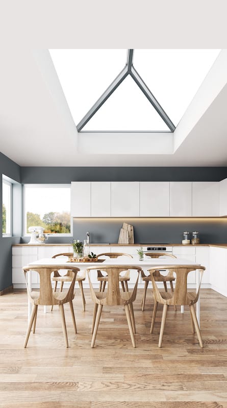 Modern dining room and kitchen interior