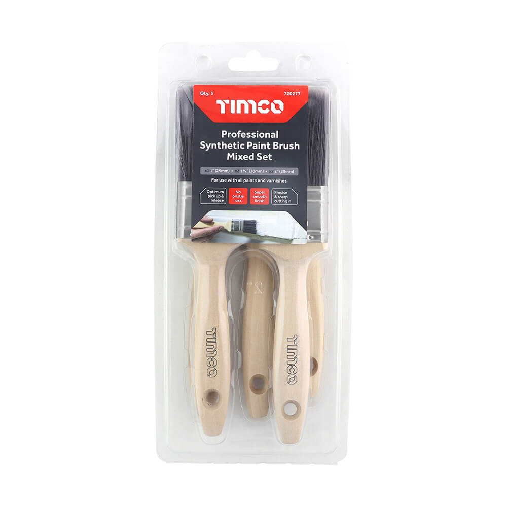 Professional Synthetic Paint Brush Mixed Set 5pcs